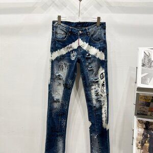 New AMIRI Unisex Blue Washed Ripped Jeans